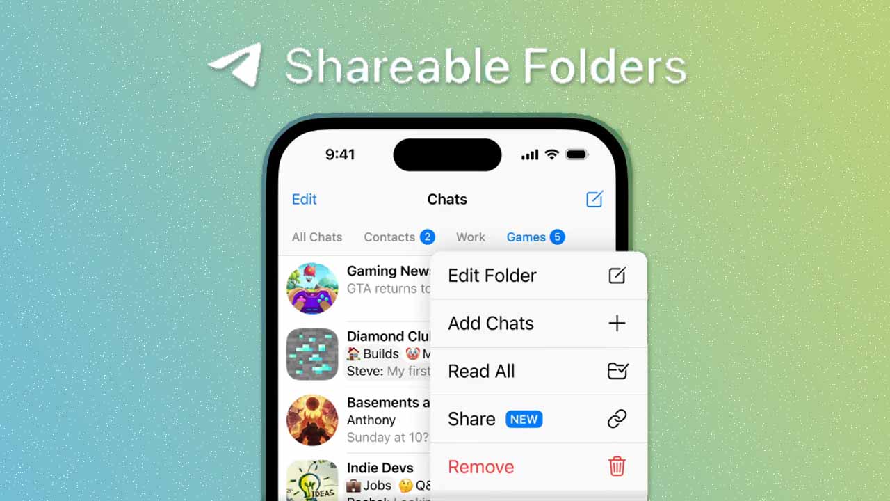 Telegram Shareable Folder work
