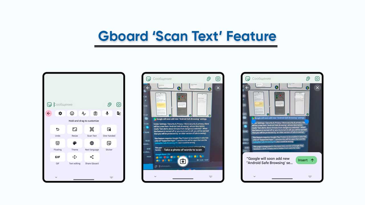 Gboard Scan Text tool