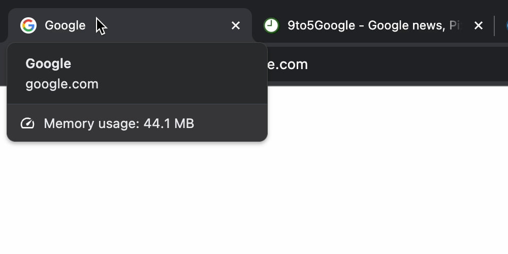 Google Chrome Memory Usage feature