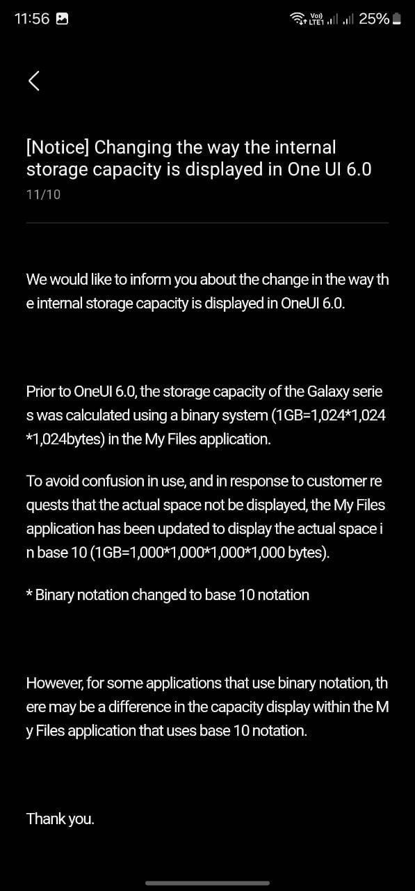 Samsung One UI 6 storage calculation