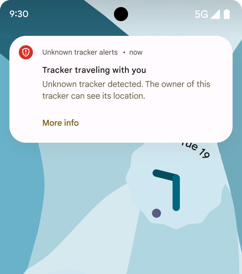 Android Unknown Tracker Alert feature