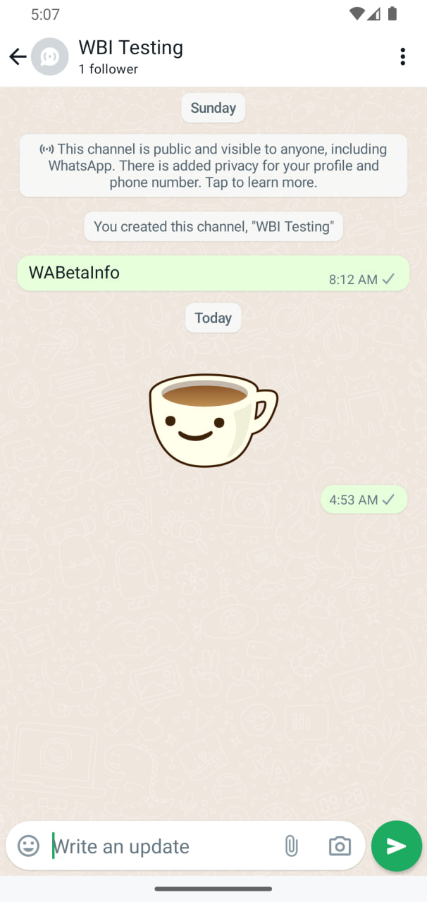 WhatsApp Channel Stickers sharing feature