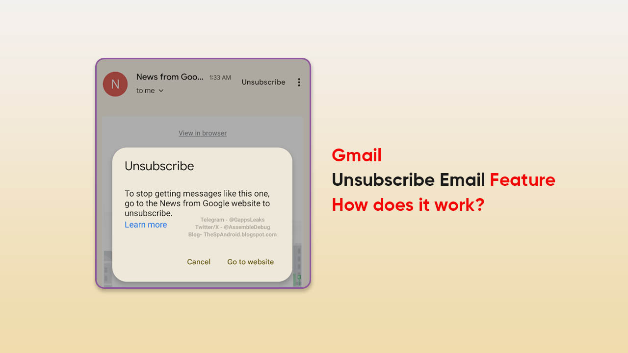 Gmail Unsubscribe email feature